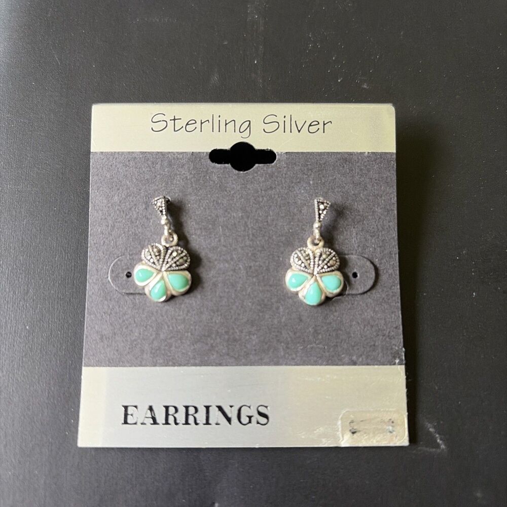 New Sterling Silver Women's Southwestern Turquoise Style Dangle Earrings
